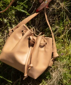 Alternative view of Bucket bag, mini leather bag, cappuccino color