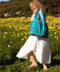Alternative view of Marthe tote bag - vintage Madras fabric