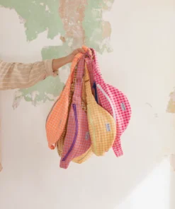 Alternative view of Fanny pack, chest bag - Neon pink gingham fabric