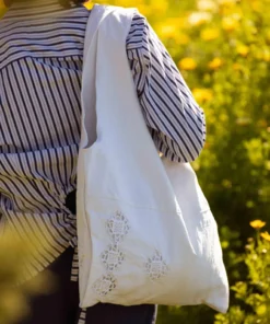 Alternative view of Marthe tote bag - vintage openwork fabric